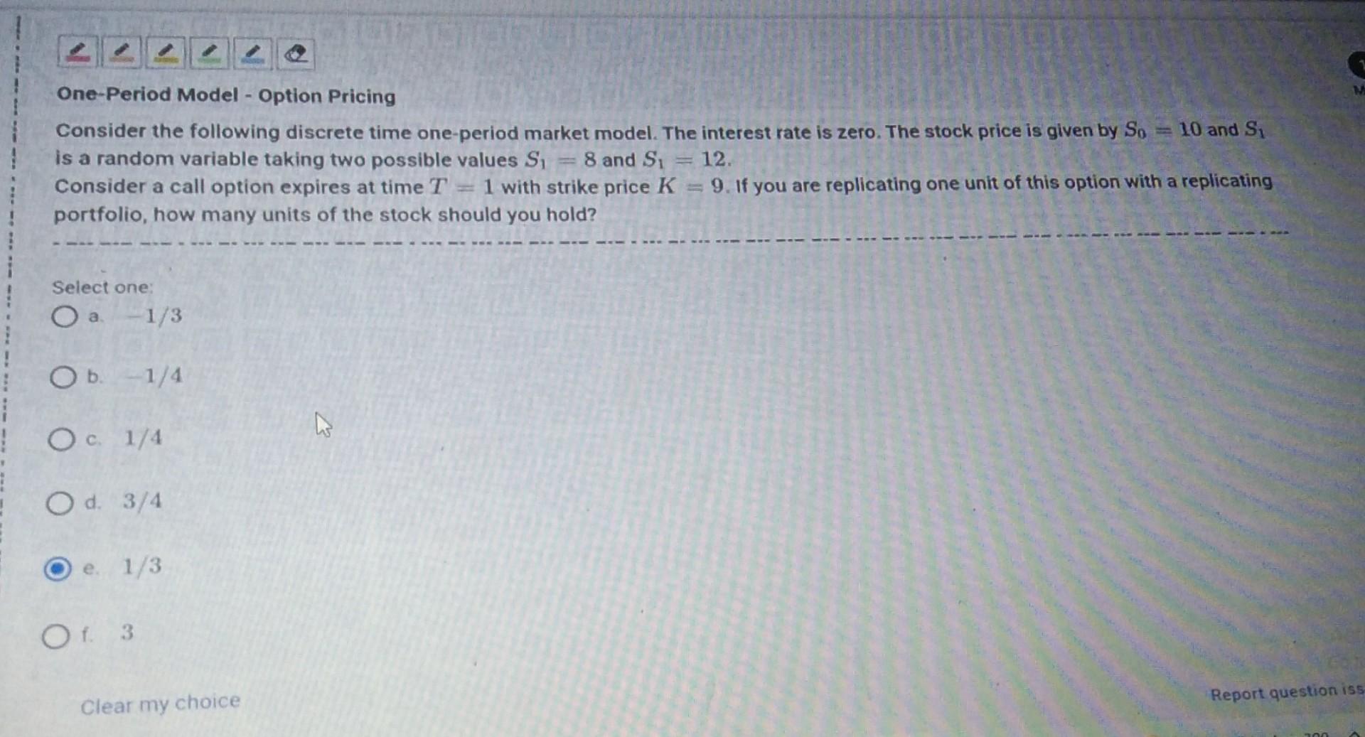 Solved One-Period Model - Option Pricing Consider the | Chegg.com