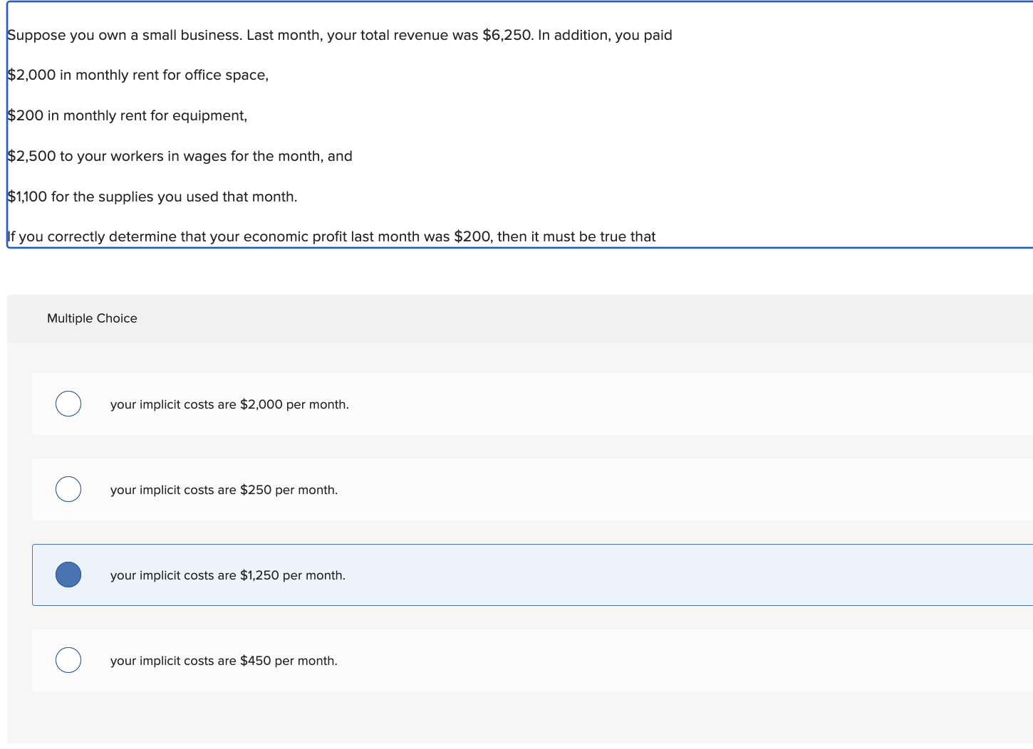 Solved Suppose you own a small business. Last month, your | Chegg.com