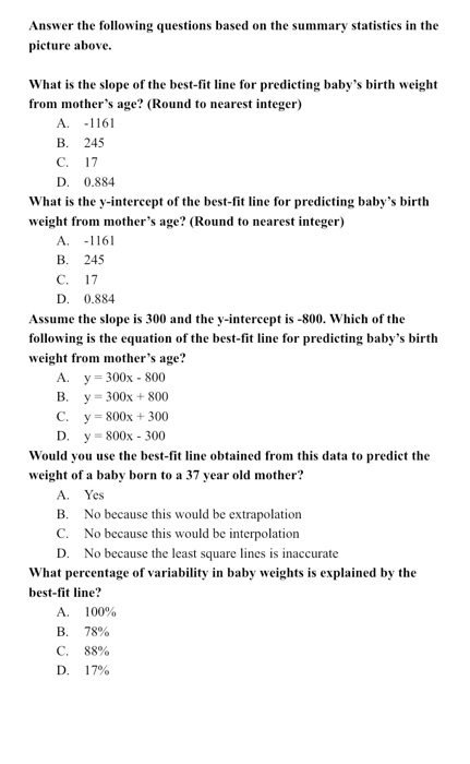 Solved The following data are the age (in years) and baby's | Chegg.com