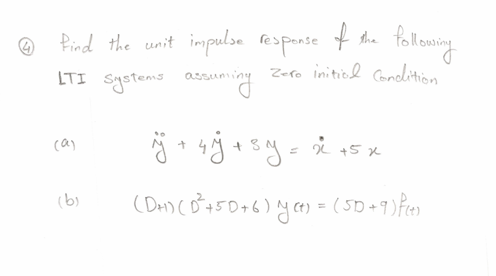 Solved (4) ﻿Find the unit impulse response of the | Chegg.com