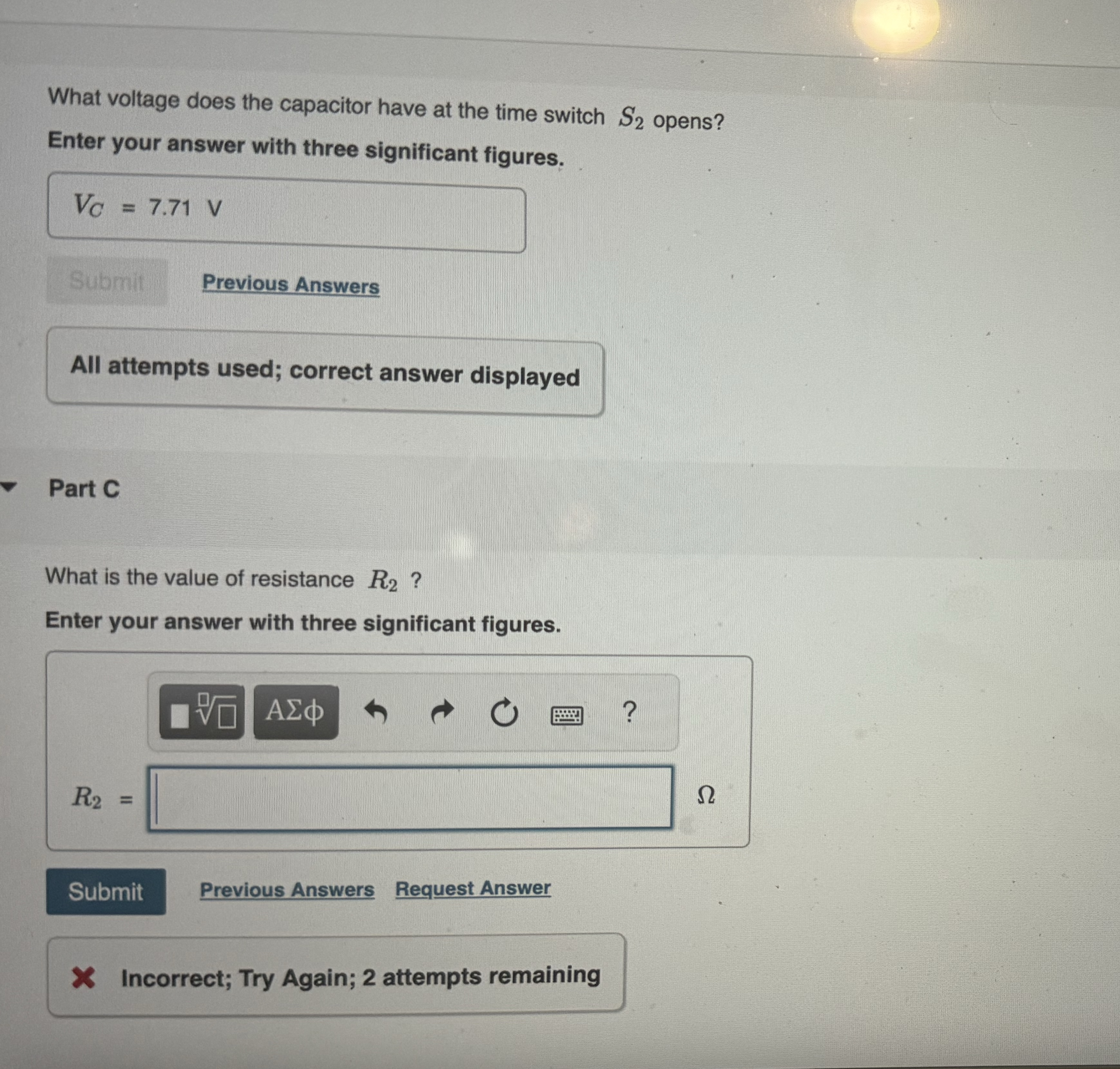 The diagram below shows a simple camera flash