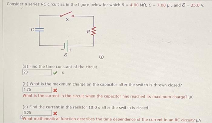 Solved Consider a series RC circuit as in the figure below | Chegg.com