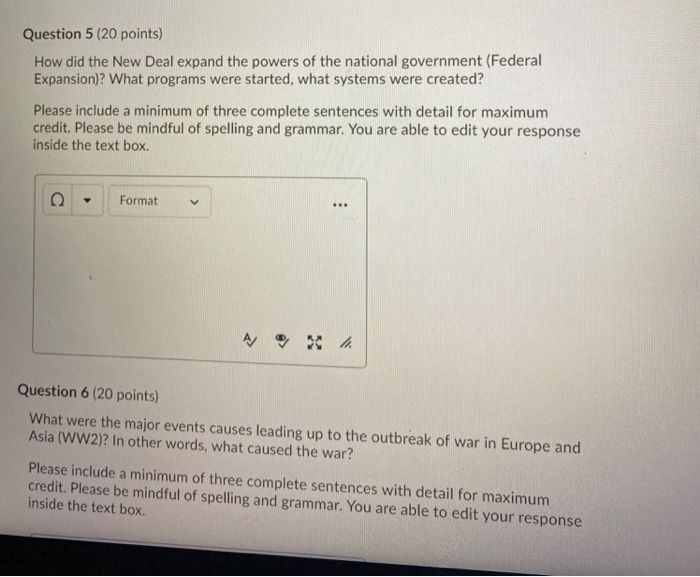 Solved Question 5 (20 points) How did the New Deal expand