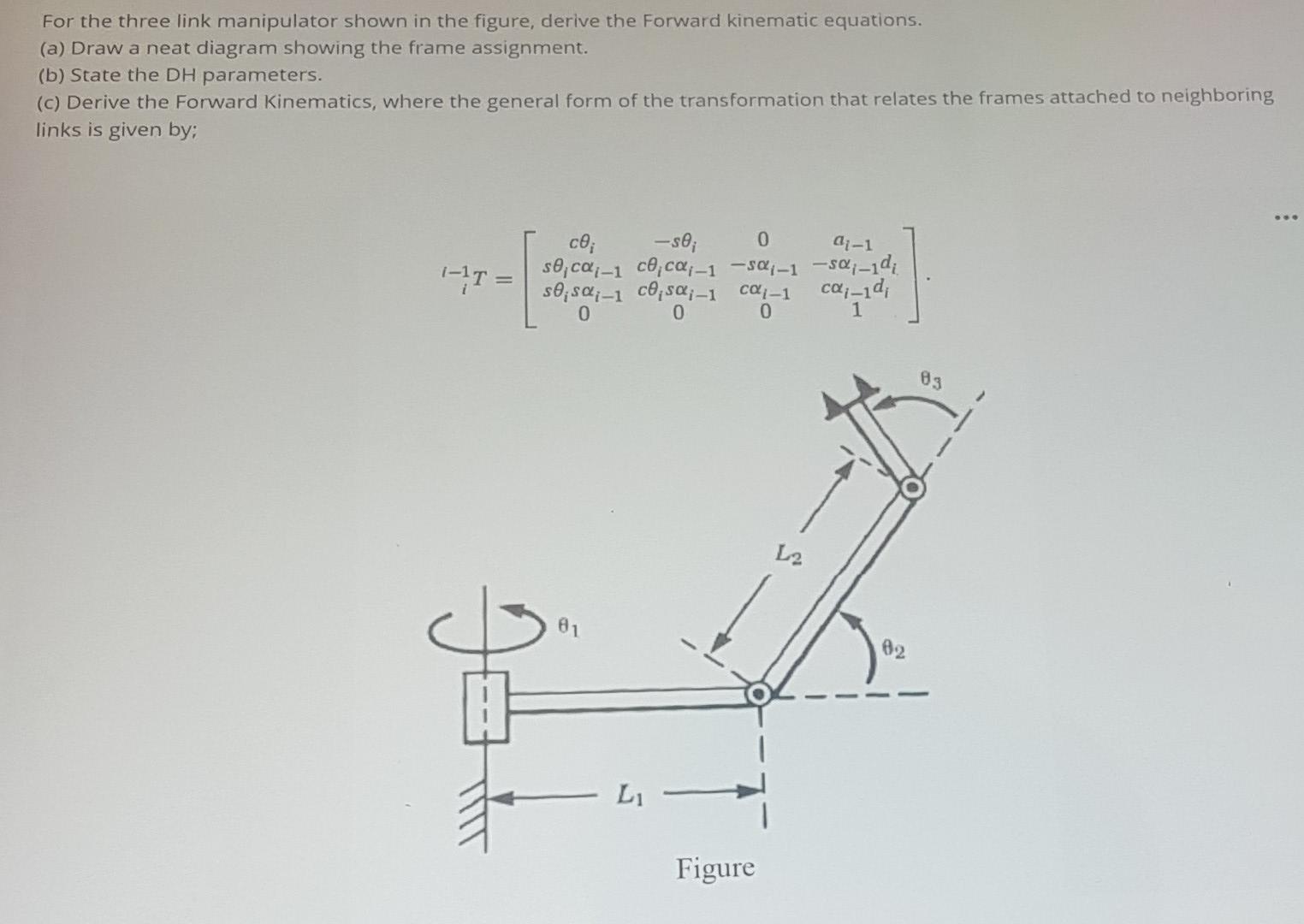 Solved For the three link manipulator shown in the figure, | Chegg.com