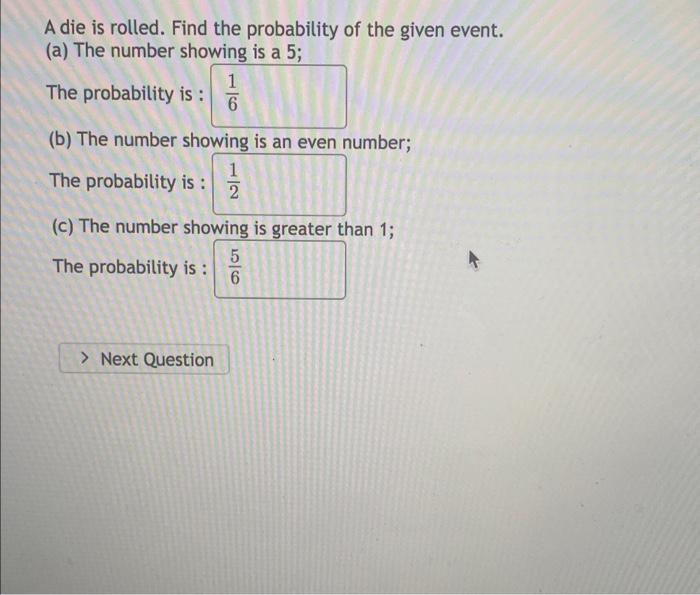 Solved A Die Is Rolled. Find The Probability Of The Given | Chegg.com