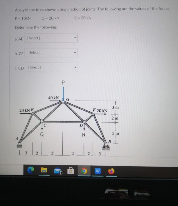 Solved Analyze the truss shown using method of joints. The | Chegg.com