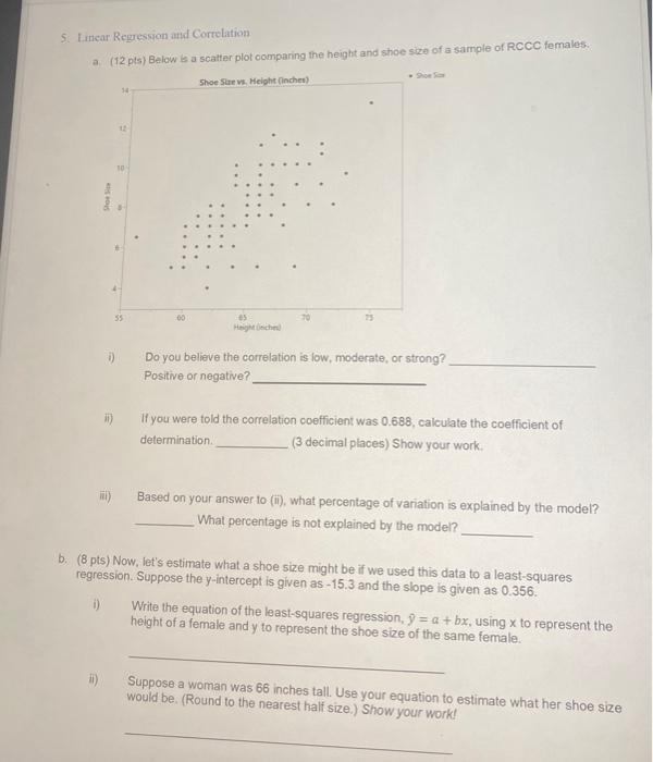 Solved 5. Linear Regression and Correlation a. (12 pts) | Chegg.com