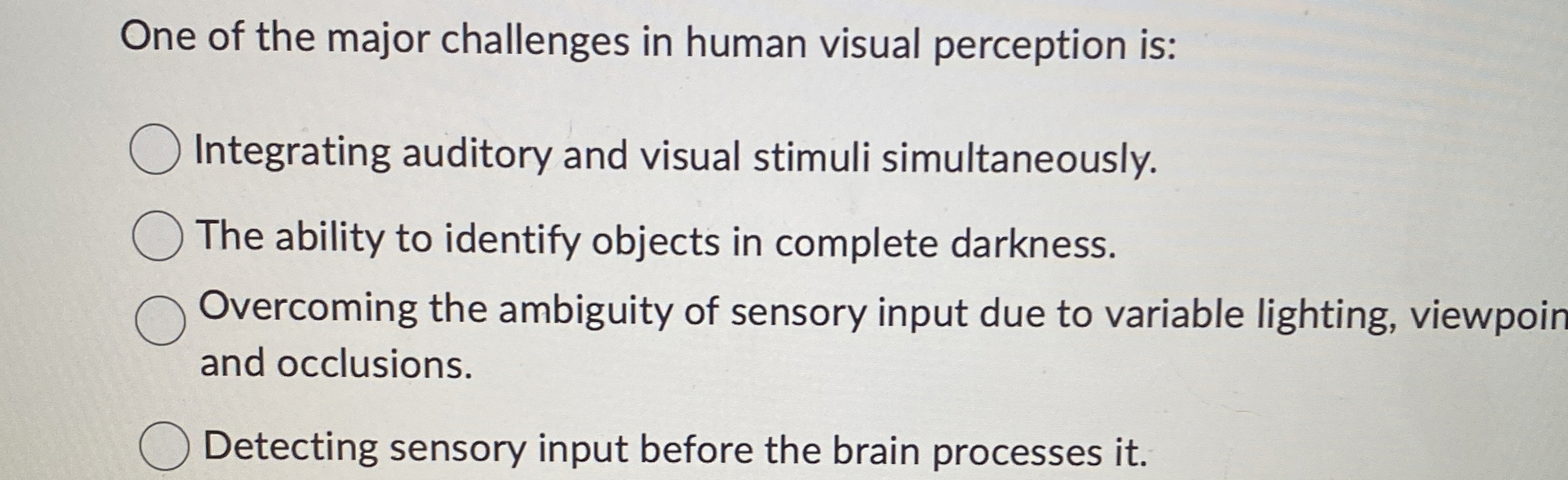 Solved One of the major challenges in human visual | Chegg.com
