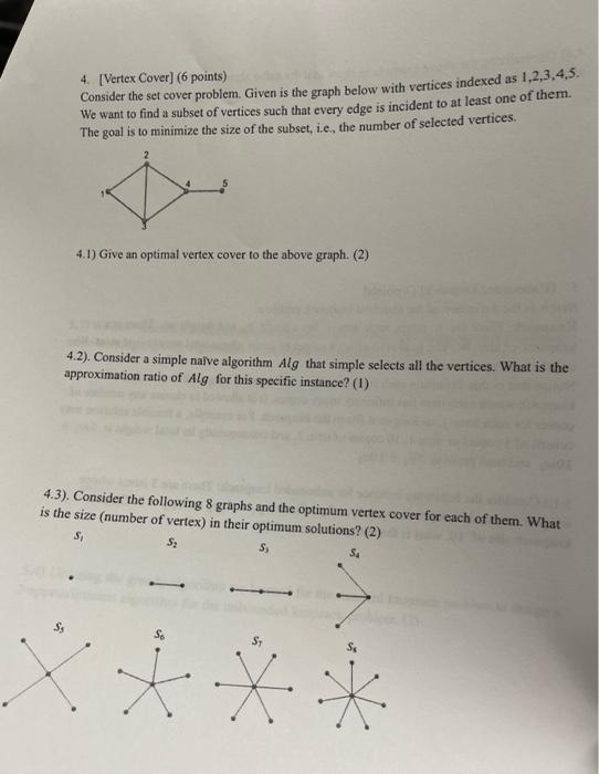 Solved 4. [Vertex Cover) (6 points) Consider the set cover | Chegg.com