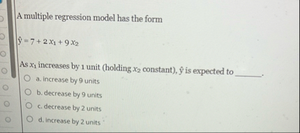 Solved A multiple regression model has the | Chegg.com