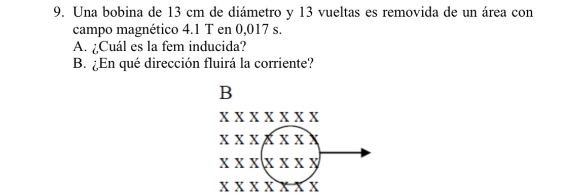 Solved Una Bobina De 13cm ﻿de Diámetro Y 13 ﻿vueltas Es | Chegg.com