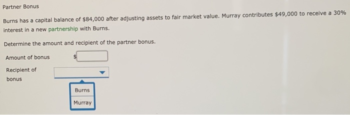 Solved Partner Bonus Burns has a capital balance of $84,000 | Chegg.com
