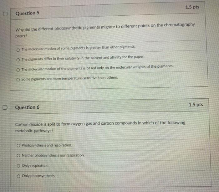 Solved 1.5 pts Question 5 Why did the different | Chegg.com