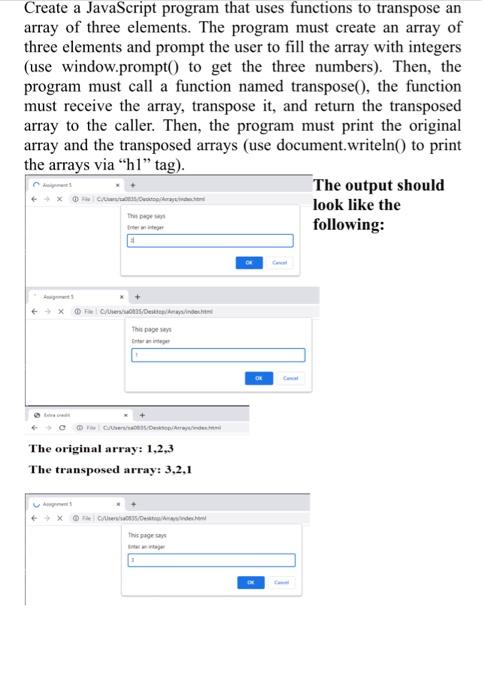 Solved Create a JavaScript program that uses functions to | Chegg.com