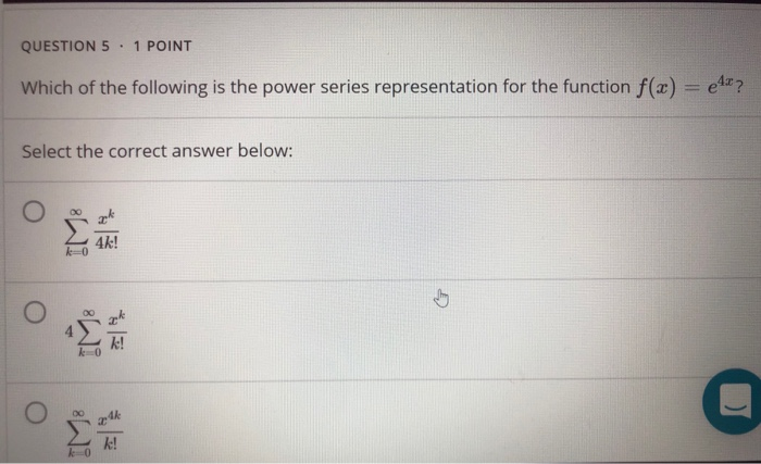 Solved QUESTION 5 . 1 POINT Which of the following is the | Chegg.com