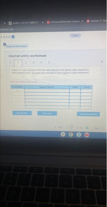 Solved Journal Entry Worksheet: | Chegg.com