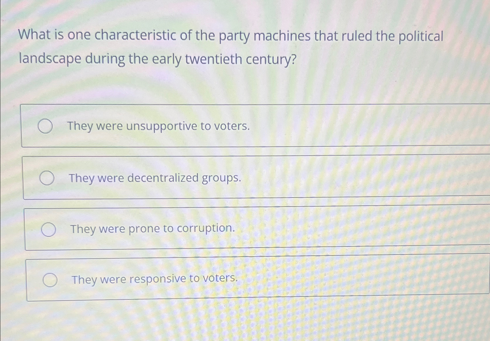 Solved What is one characteristic of the party machines that | Chegg.com