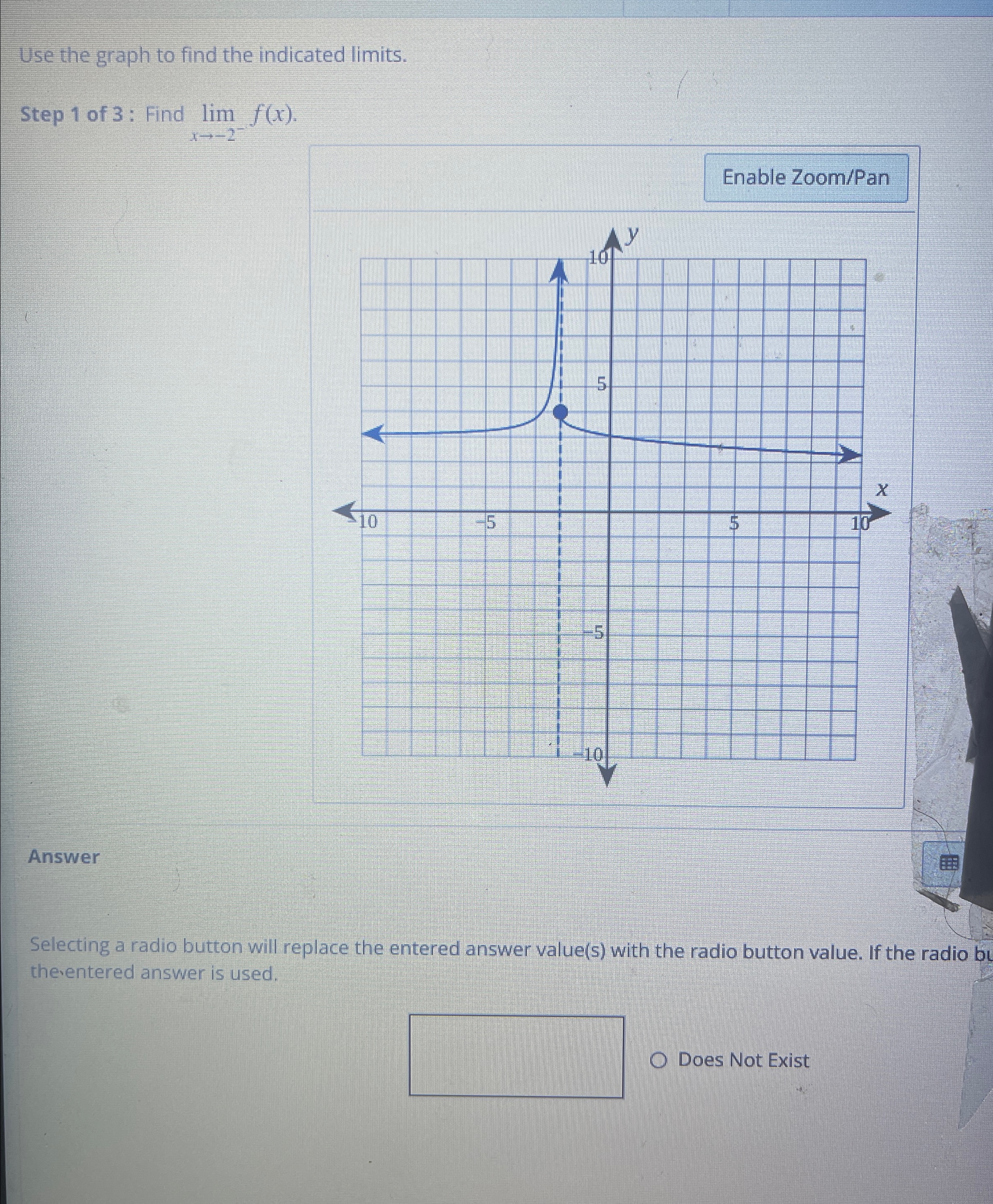 Solved Use the graph to find the indicated limits.Step 1 ﻿of | Chegg.com