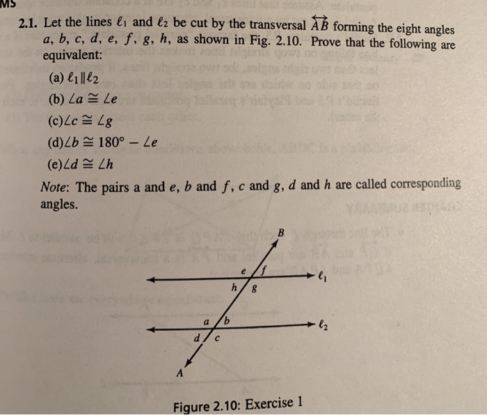 Solved MS 21. Let the lines li and l2 be cut by the | Chegg.com