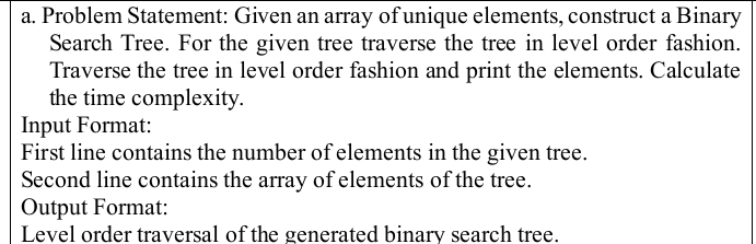Solved a. ﻿Problem Statement: Given an array of unique | Chegg.com