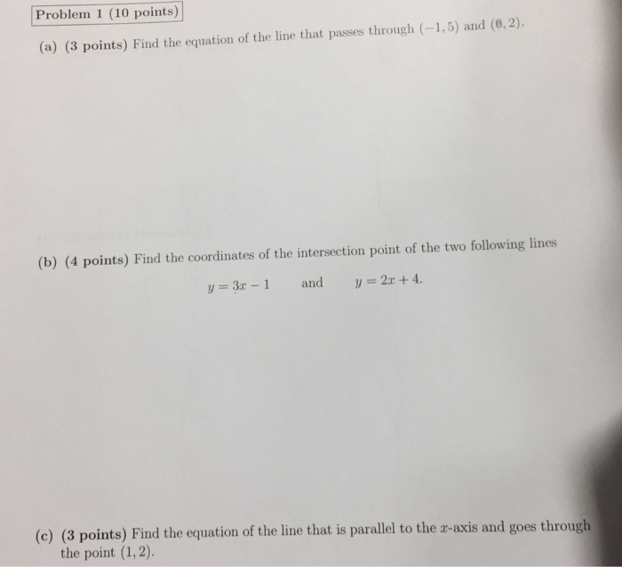 Solved Problem 1 (10 points) (a) (3 points) Find the | Chegg.com