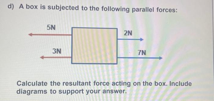 Solved d) A box is subjected to the following parallel | Chegg.com