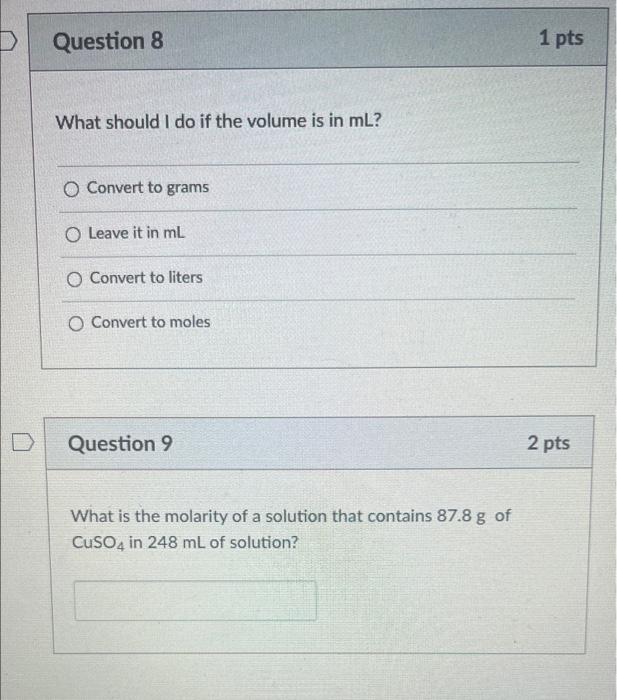 Solved What should I do if the volume is in mL ? Convert to | Chegg.com