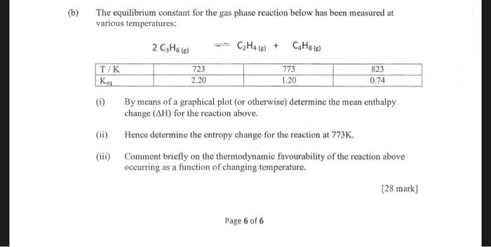 Solved The equilibrium constant for the gas phase reaction Chegg