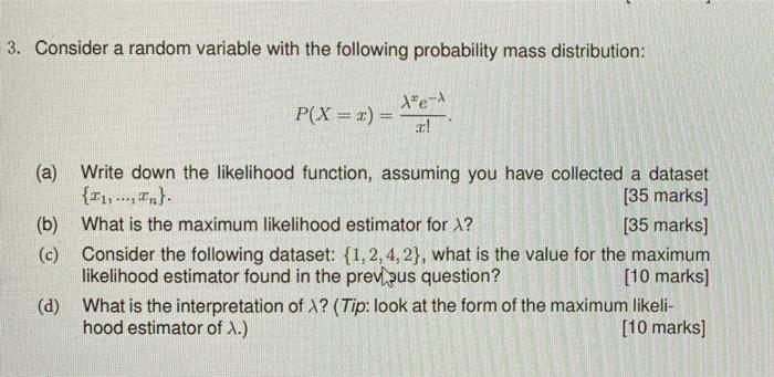 Solved 3. Consider a random variable with the following | Chegg.com