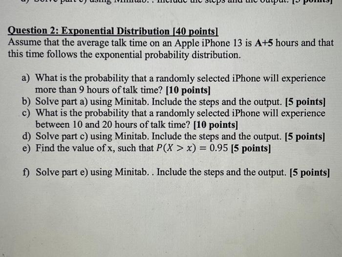 Solved Question 2: Exponential Distribution (40 points) | Chegg.com