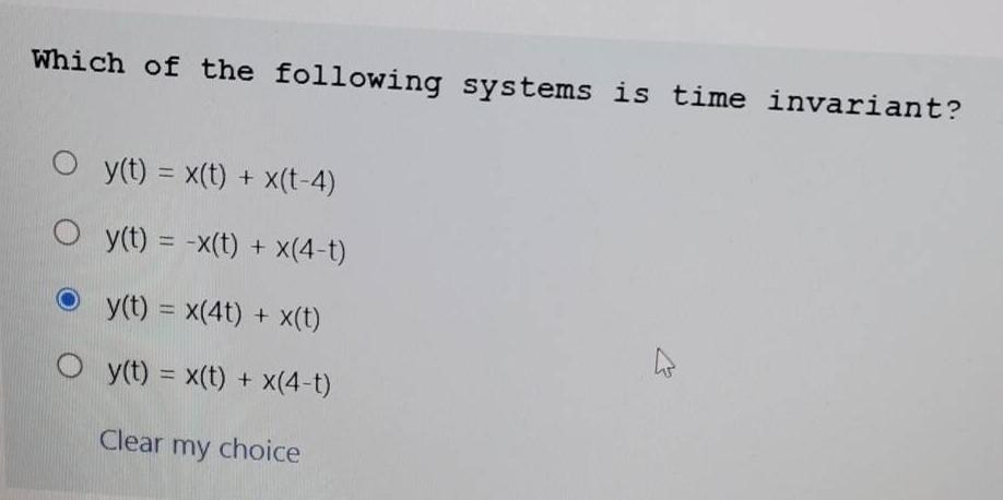 Solved Which of the following systems is linear? | Chegg.com