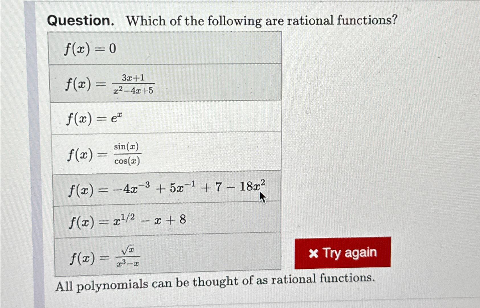 Solved Question. Which of the following are rational | Chegg.com