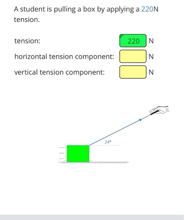 Solved A student is pulling a box by applying a 220 N | Chegg.com