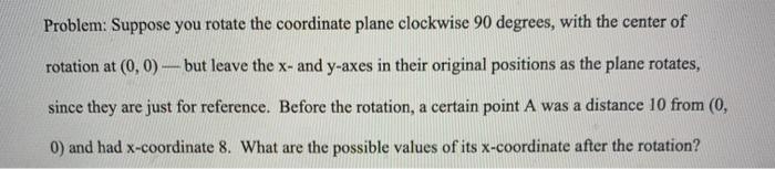 Solved Problem: Suppose you rotate the coordinate plane | Chegg.com