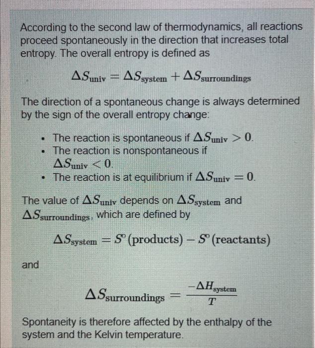 Solved According to the second law of thermodynamics, all | Chegg.com