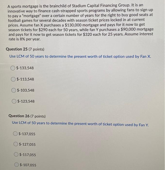 A sports mortgage is the brainchild of Stadium
