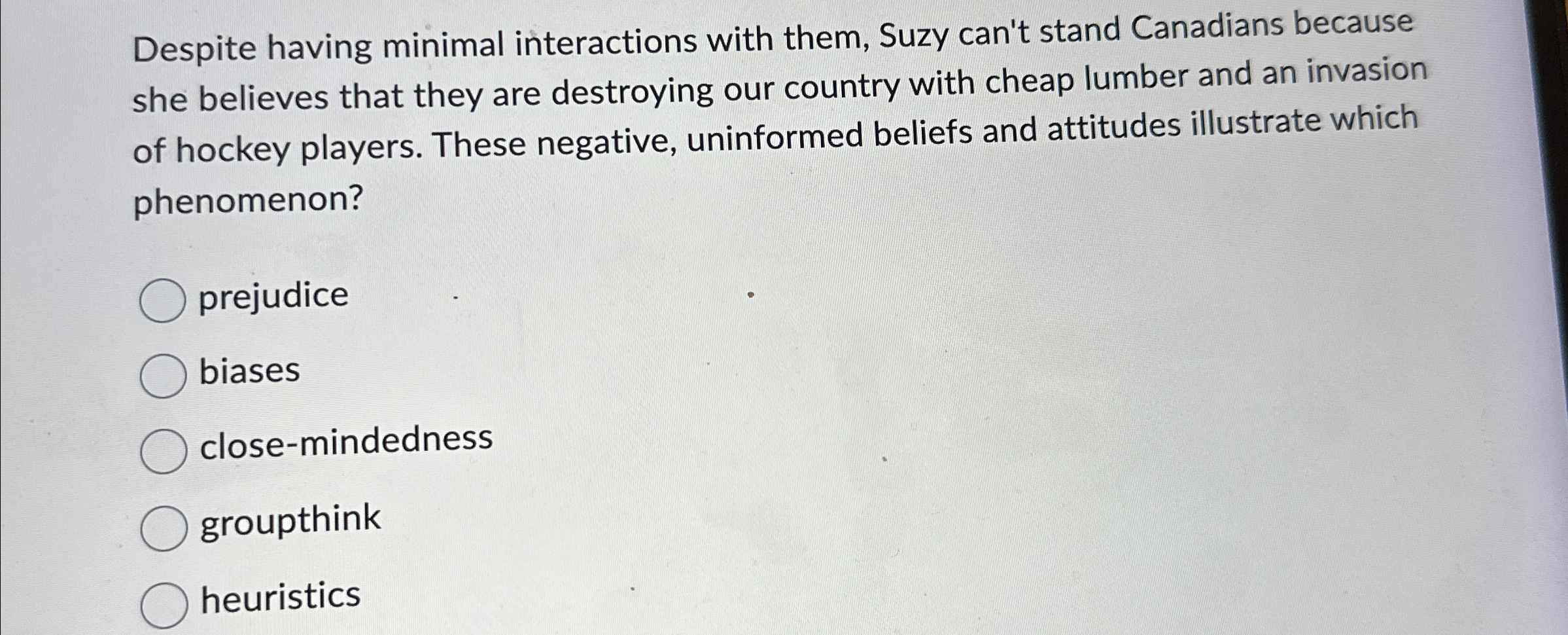 Solved Despite having minimal interactions with them, Suzy | Chegg.com