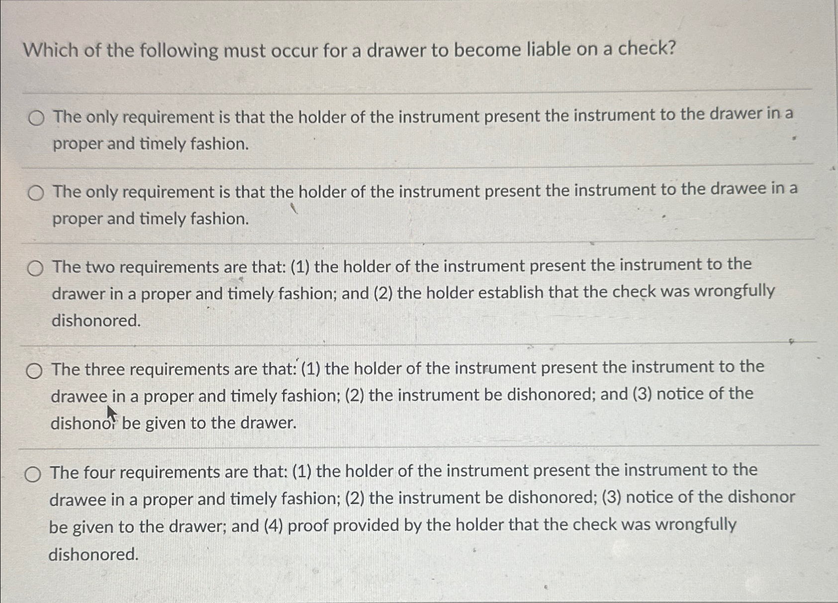 Solved Which of the following must occur for a drawer to | Chegg.com