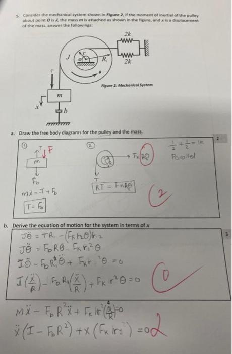 Solved 5. Consider The Mechanical System Shown In Figure 2 , | Chegg.com