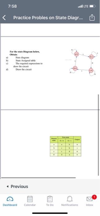 Solved For the state Diagram below, Obtain: a) State diagram | Chegg.com