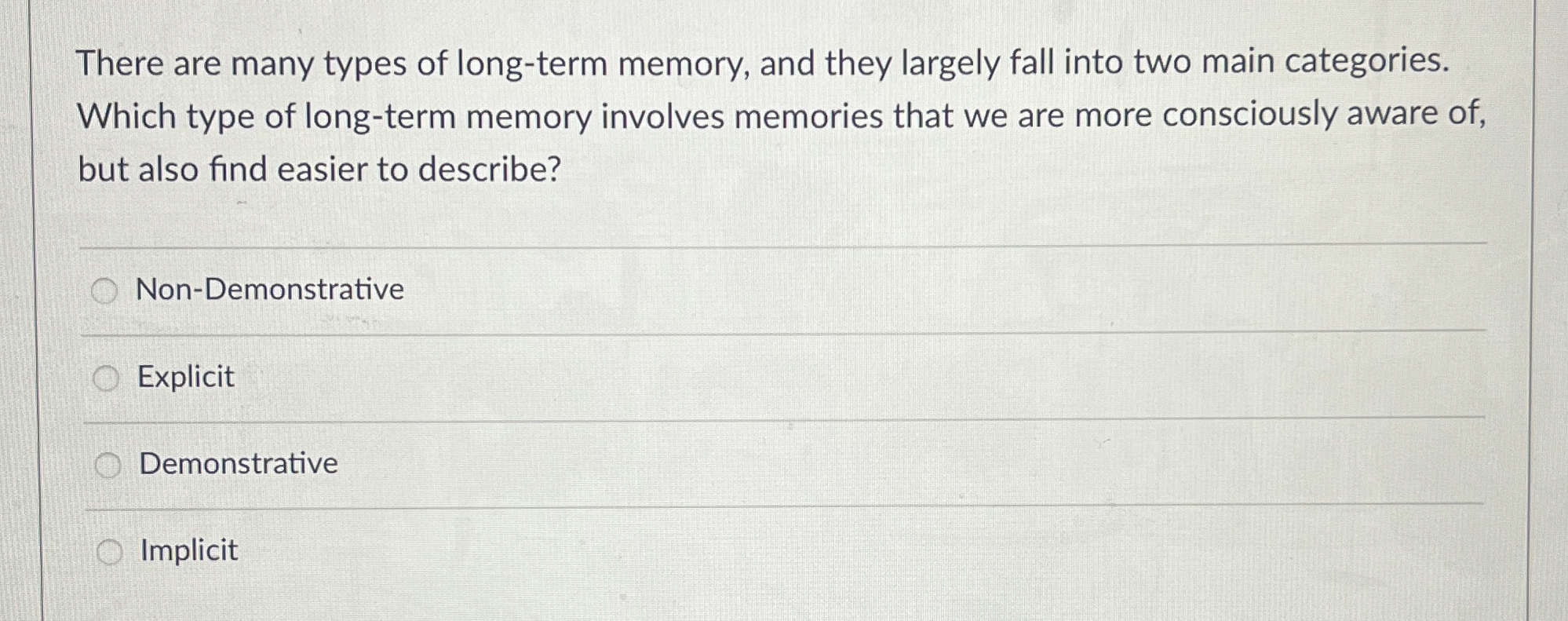 Solved There are many types of long-term memory, and they | Chegg.com