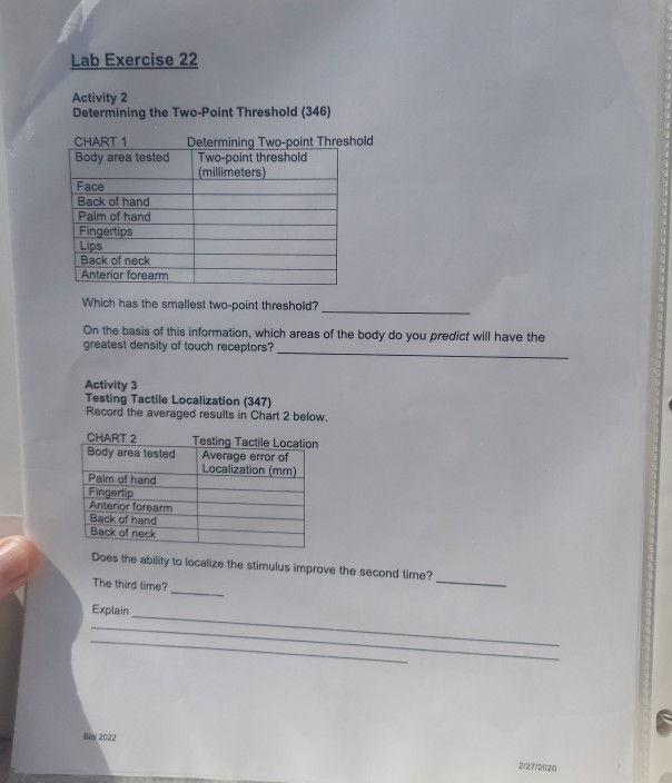 Solved Lab Exercise 22 Activity 2 Determining the TwoPoint