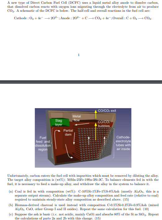 Solved A new type of Direct Carbon Fuel Cell (DCFC) ﻿uses a | Chegg.com