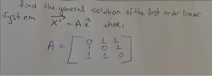 Solved Find The General Solution Of The First Order Linear