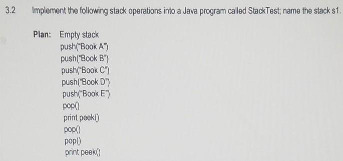 Solved 3.2 Implement the following stack operations into a | Chegg.com