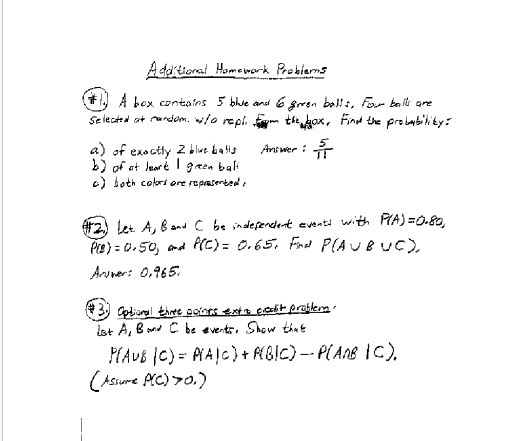 Solved Additional Homework Problems A box contains 5 blue | Chegg.com