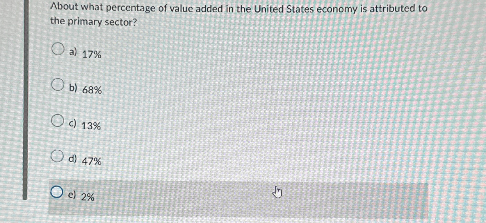 Solved About what percentage of value added in the United | Chegg.com
