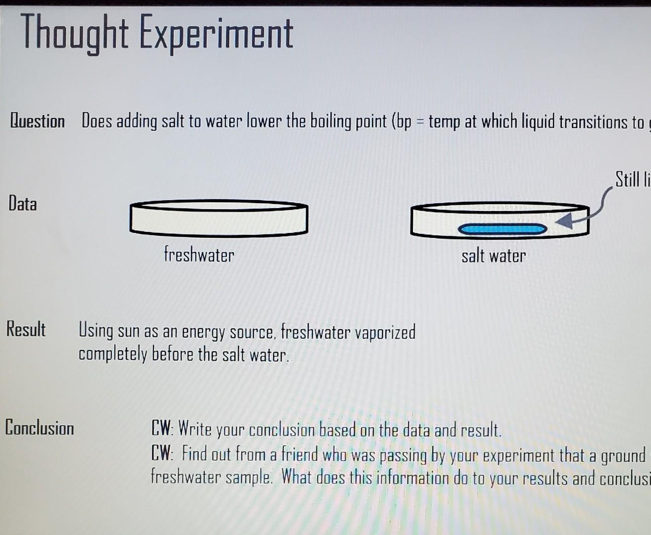 salt and water experiment