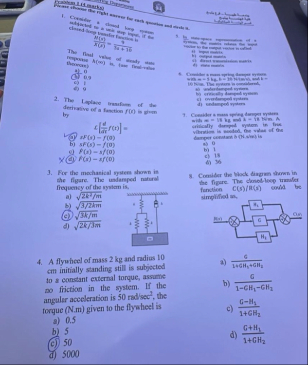 Solved Choose the correct answer from the following: system | Chegg.com