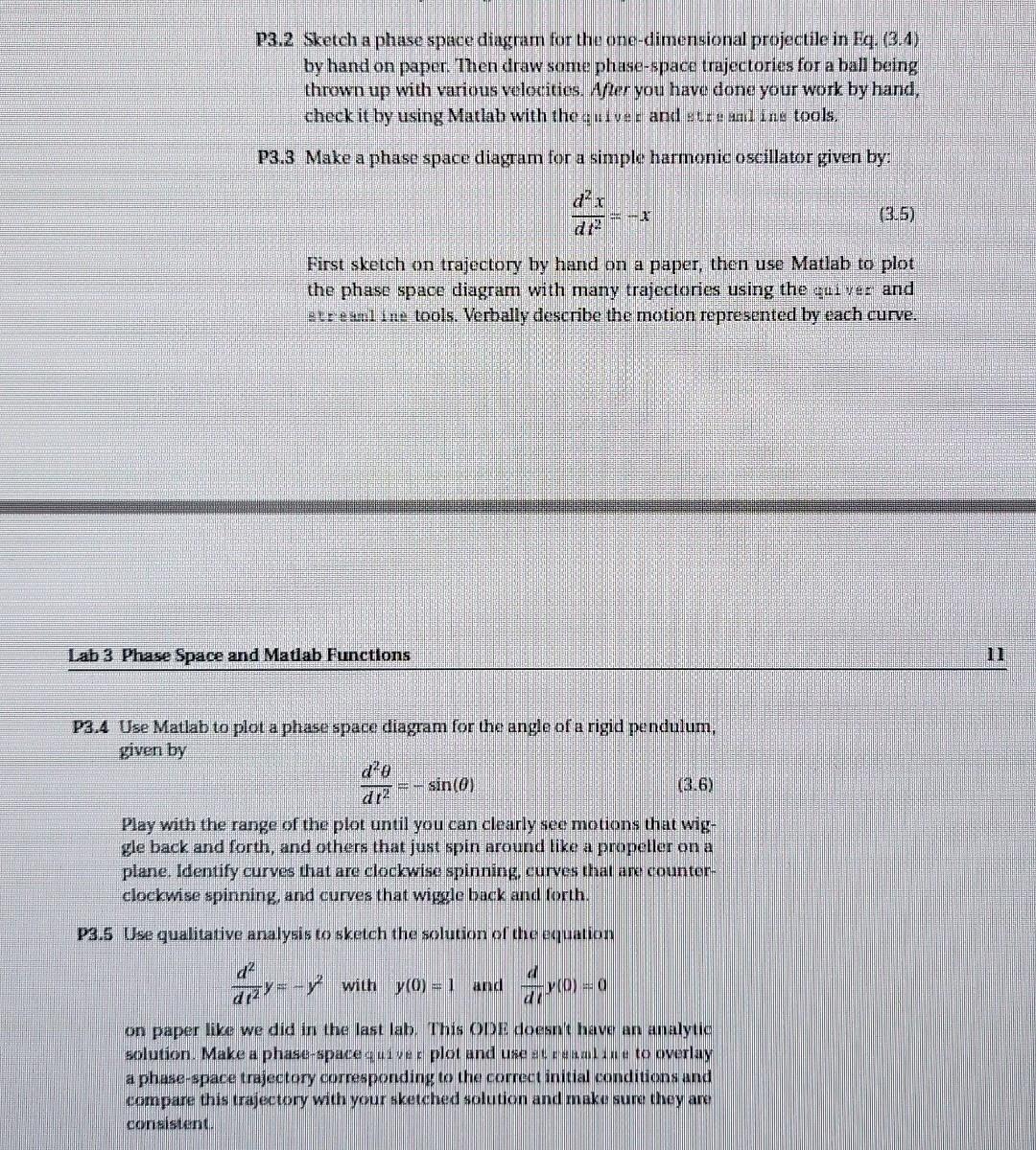 P3.2 Sketch a phase space diagram for the | Chegg.com